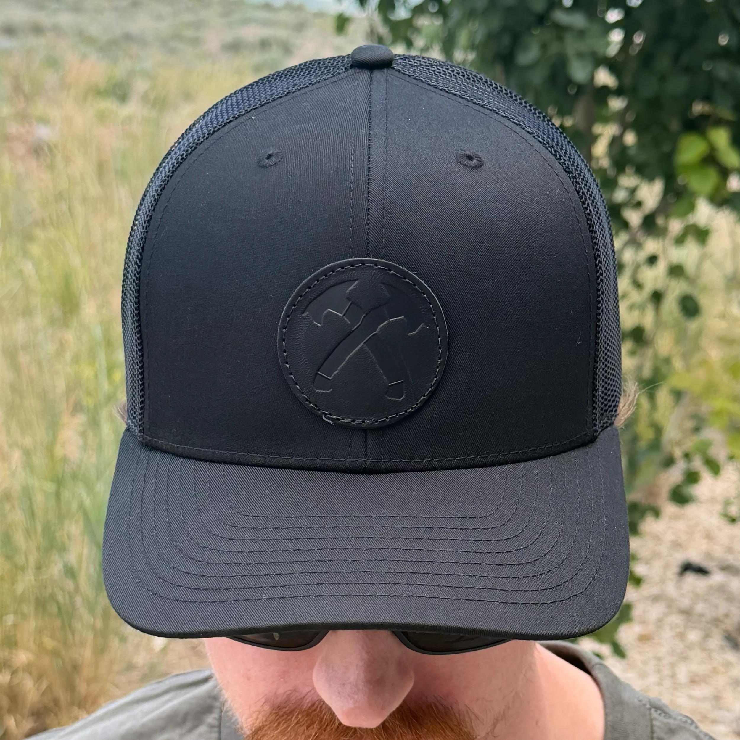 Blackout Leather Patch Hat - Image 2